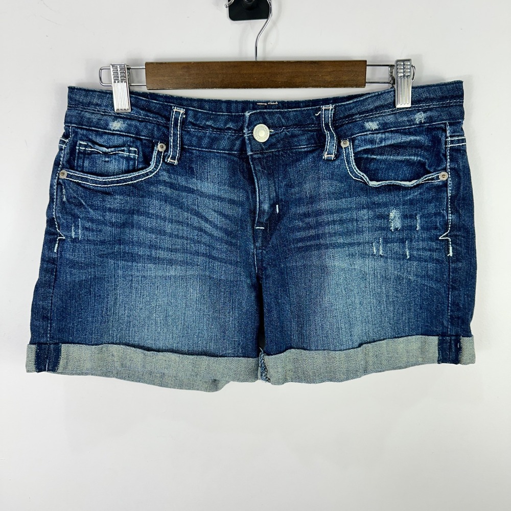 Aeropostale Denim‎ Shorts 9 10 Blue Rolled Hem Stretch Indie Sleaze Y2K Festival